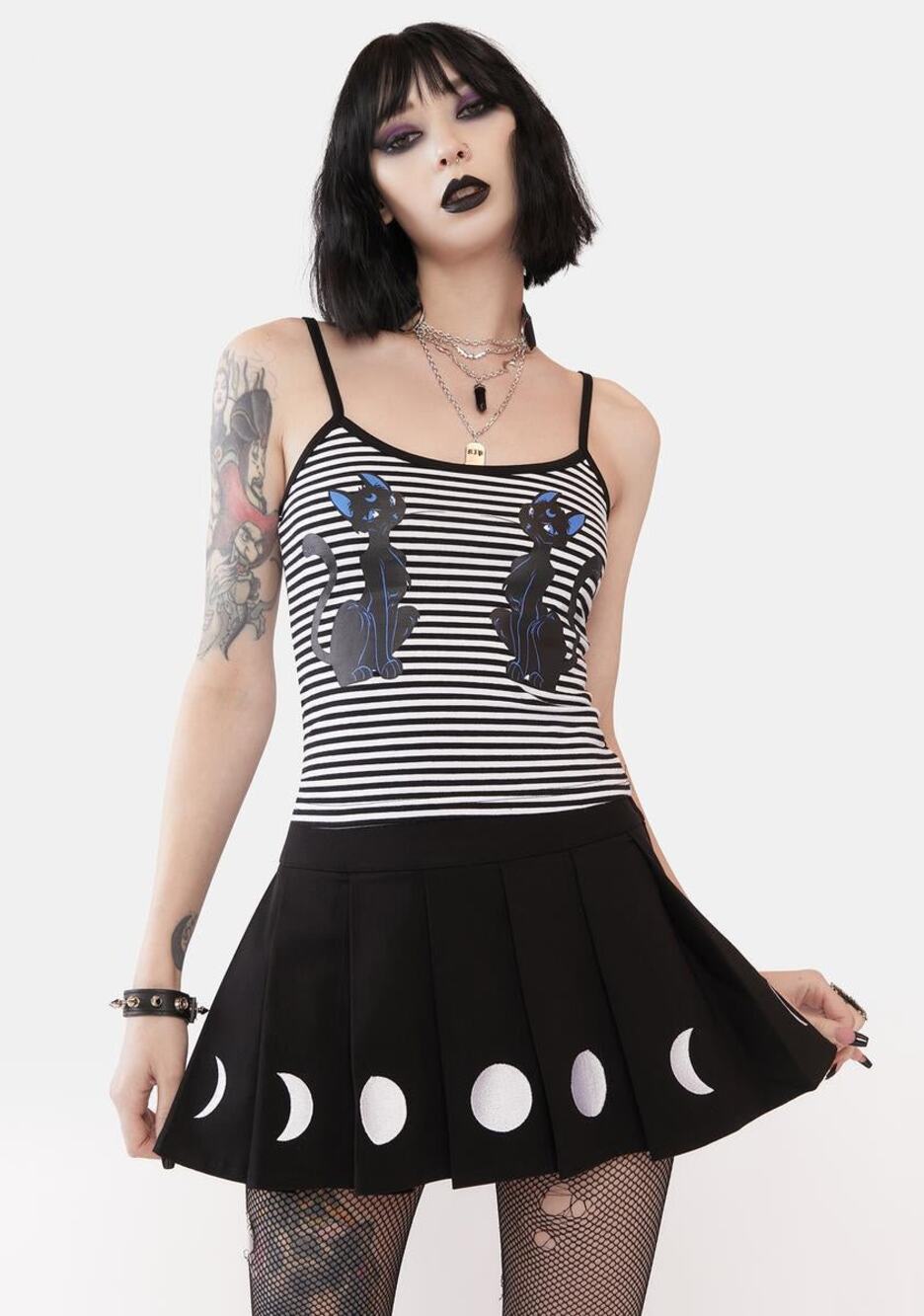 THE GRAVE GIRLS x DOLLS KILL Lunar Moments Pleated Moon Phase Mini Skirt